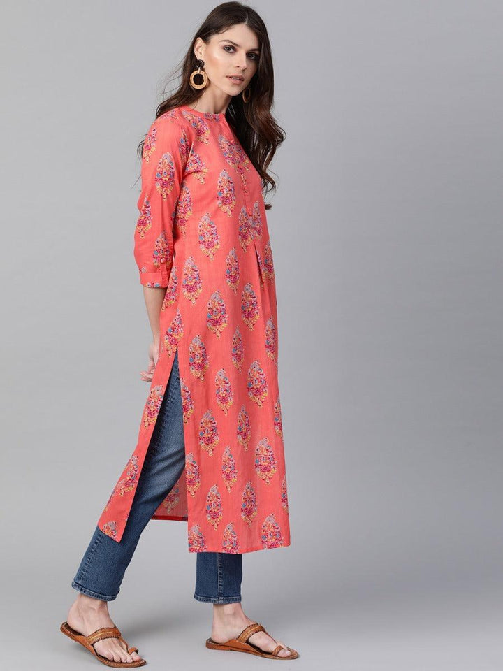 Coral Printed Cotton Kurta