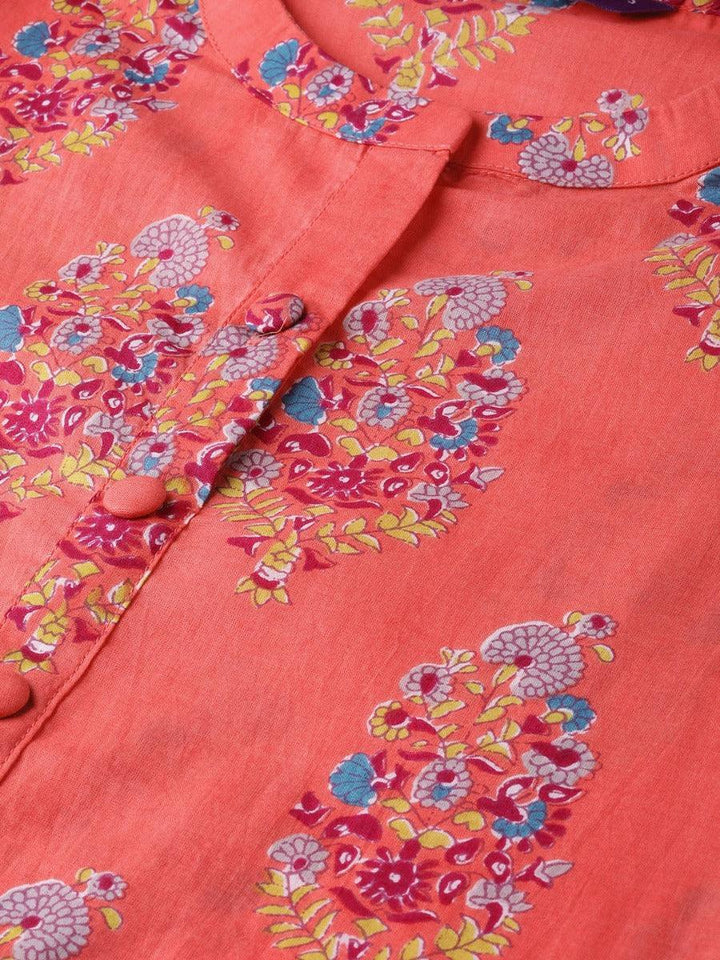 Coral Printed Cotton Kurta