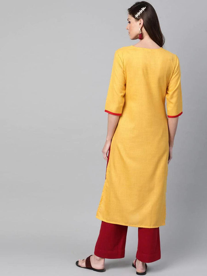 Yellow Yoke Design Cotton Kurta