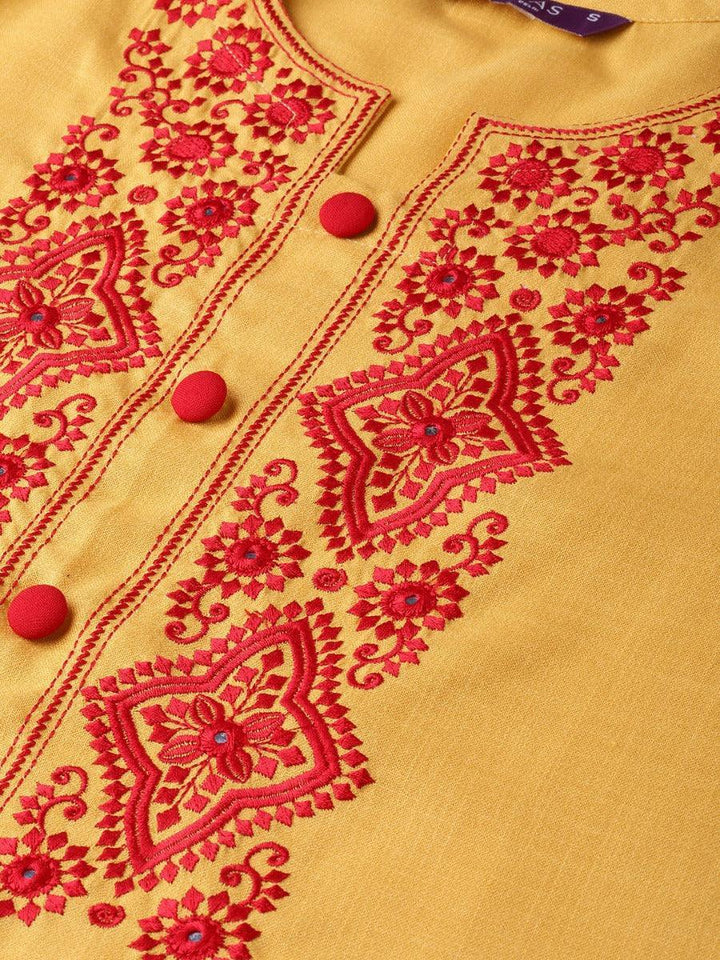 Yellow Yoke Design Cotton Kurta