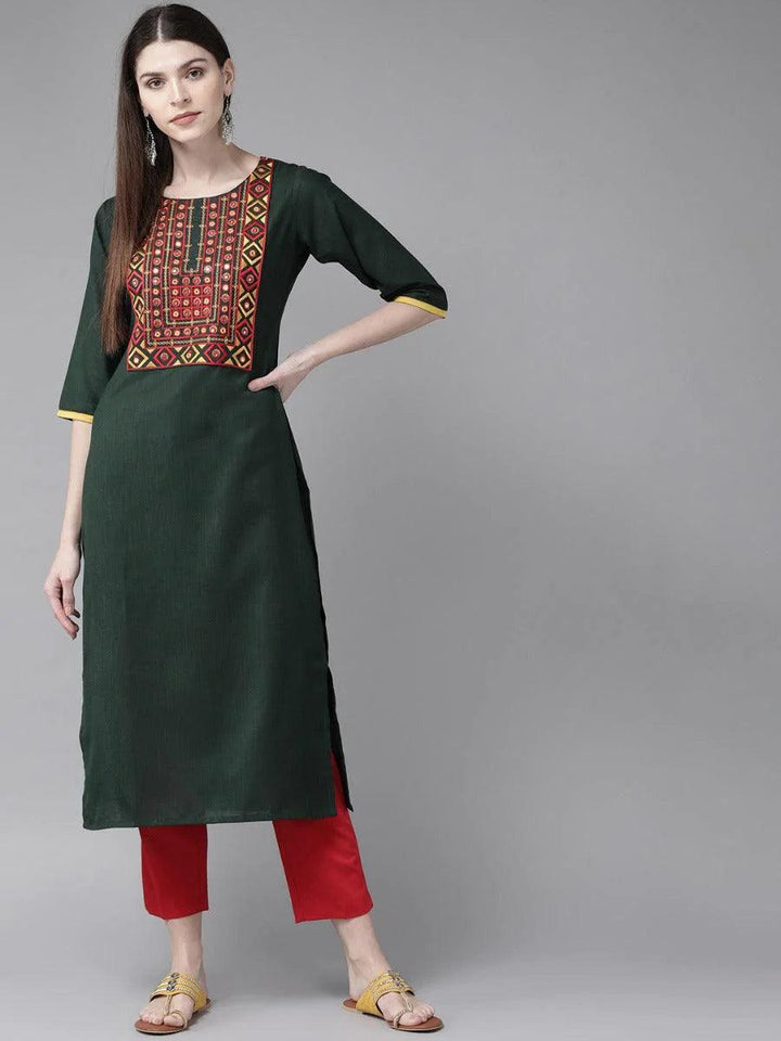 Green Yoke Design Cotton Kurta
