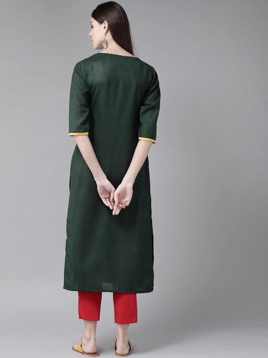 Green Yoke Design Cotton Kurta - ShopLibas