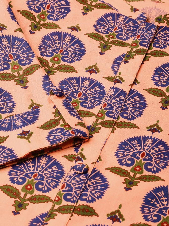 Peach Printed Rayon Kurta
