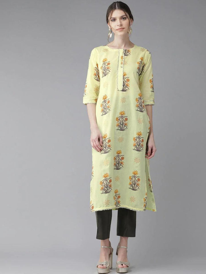 Yellow Gota Patti Cotton Kurta