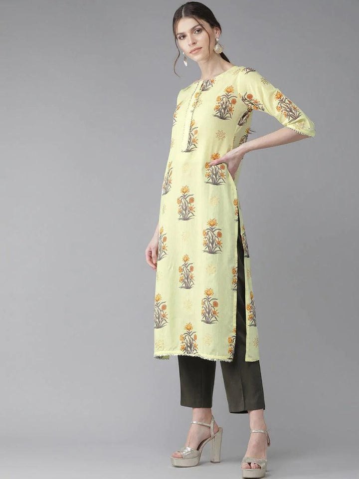 Yellow Gota Patti Cotton Kurta