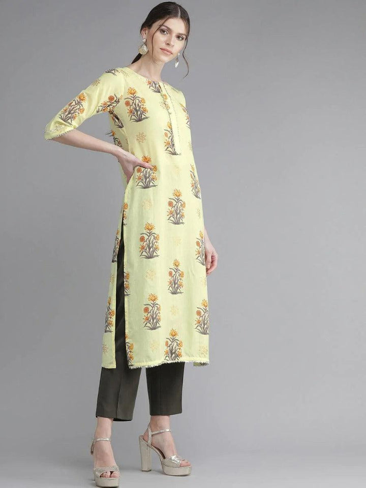 Yellow Gota Patti Cotton Kurta