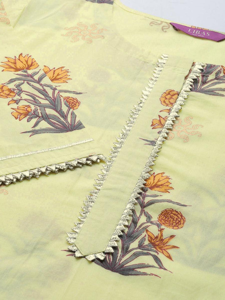 Yellow Gota Patti Cotton Kurta