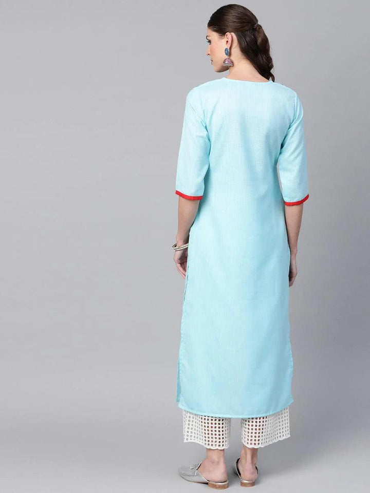 Blue Yoke Design Linen Kurta
