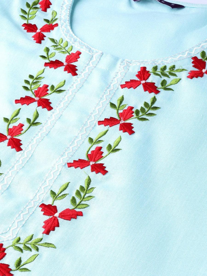 Blue Yoke Design Linen Kurta