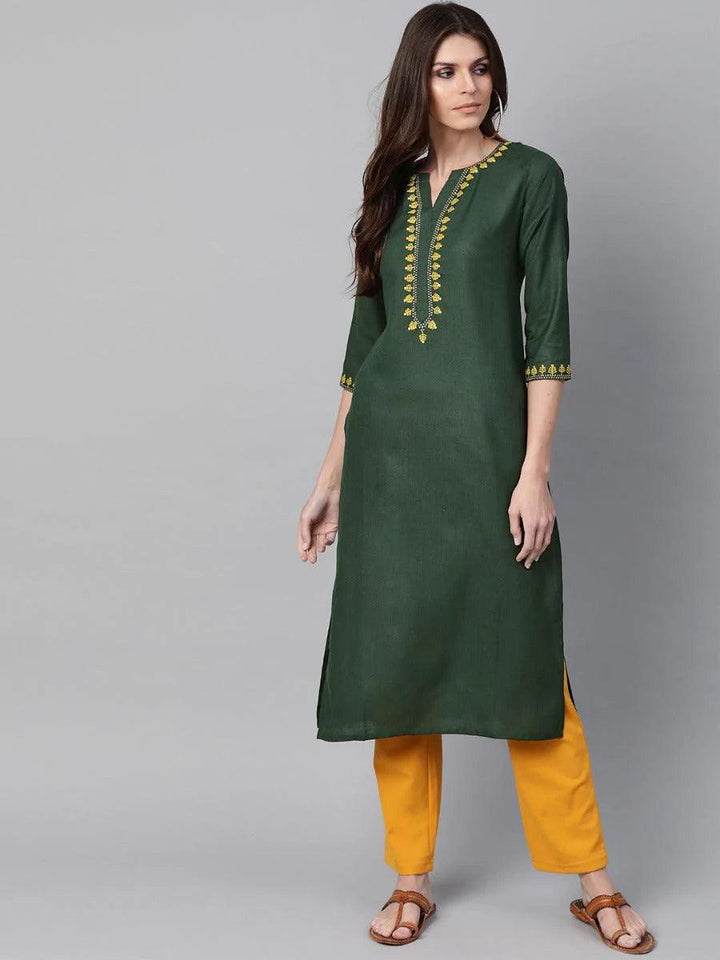 Green Yoke Design Cotton Kurta