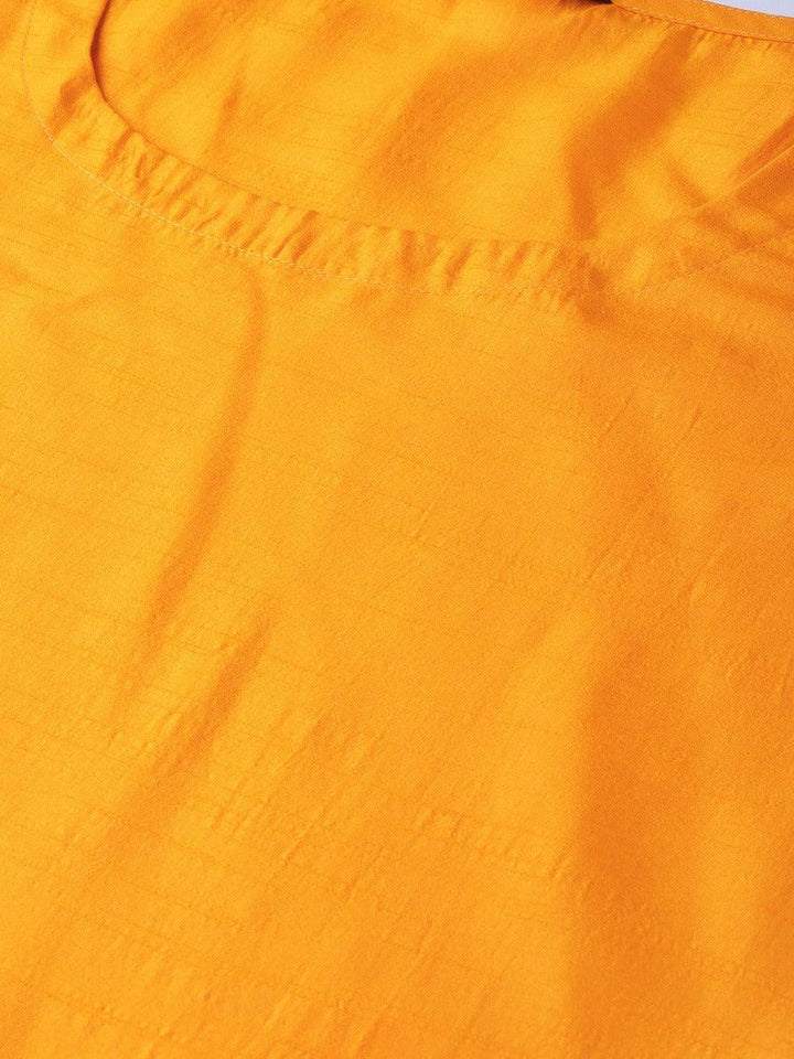 Mustard Self Design Chanderi Kurta