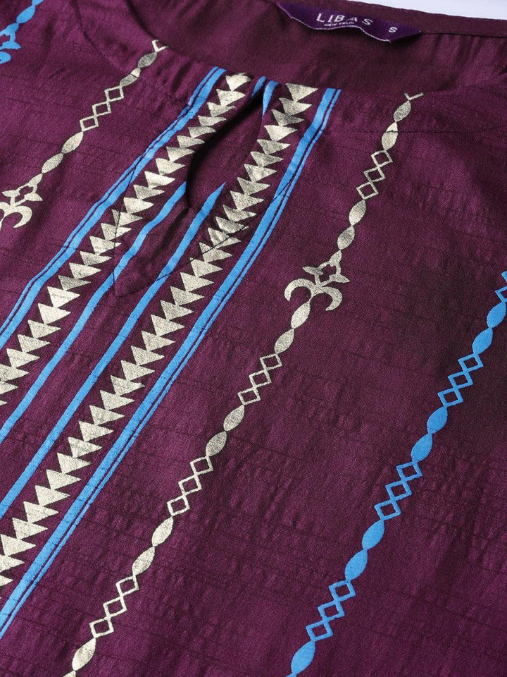 Purple Self Design Chanderi Kurta