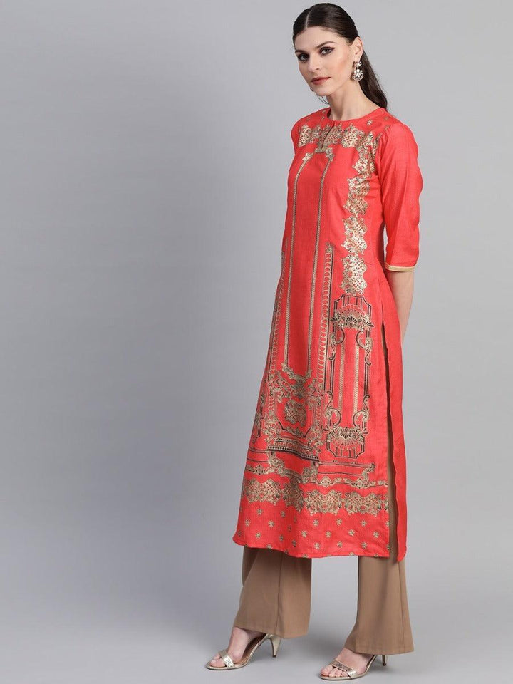 Coral Self Design Chanderi Kurta