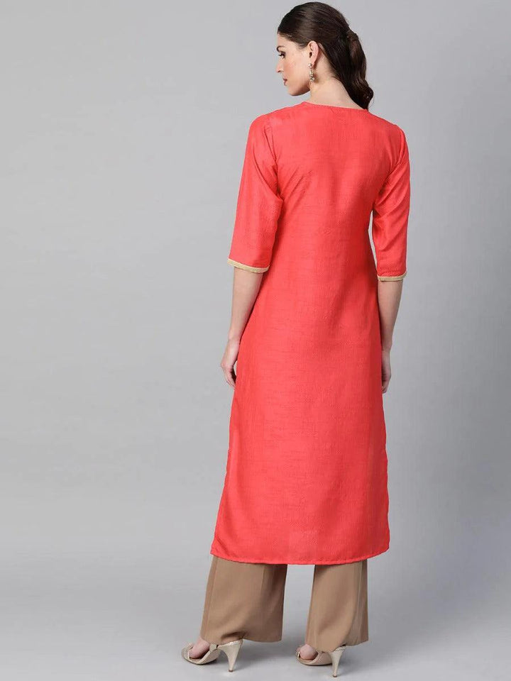 Coral Self Design Chanderi Kurta