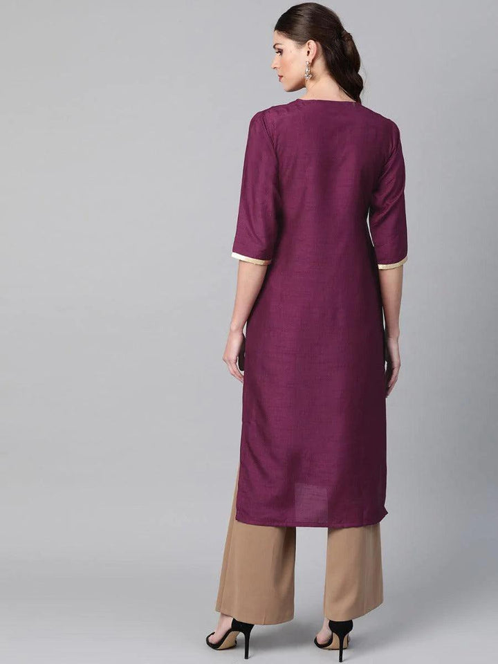 Purple Self Design Chanderi Kurta