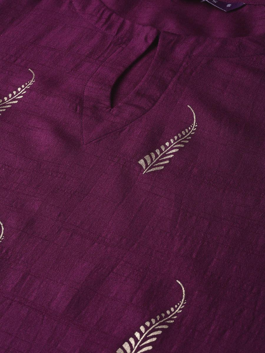 Purple Self Design Chanderi Kurta - ShopLibas