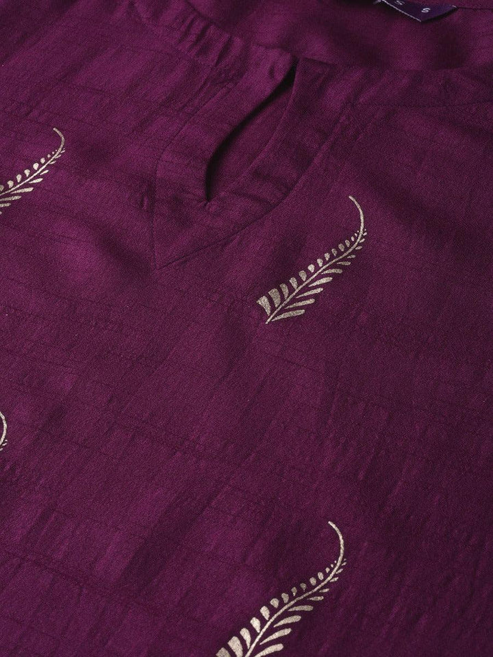 Purple Self Design Chanderi Kurta