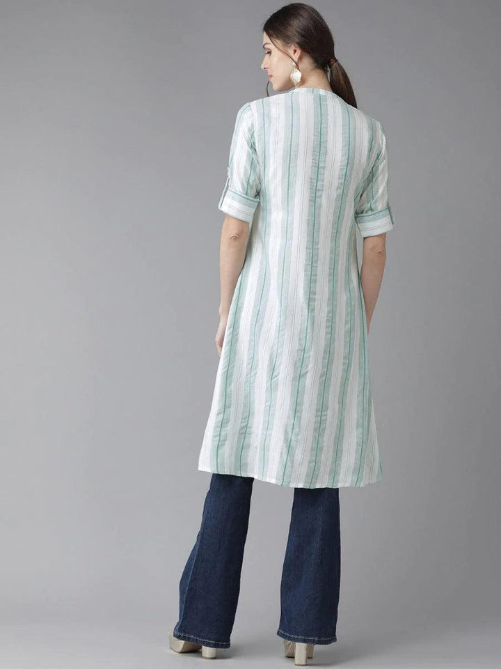 White Striped Rayon Kurta