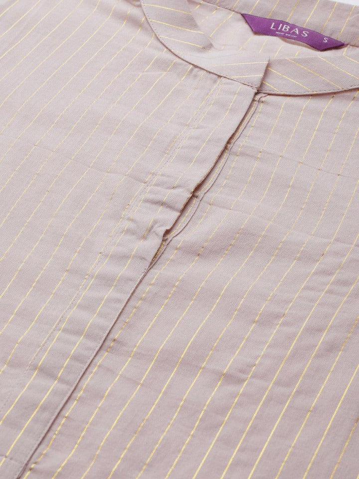 Dusky Peach Striped Cotton Kurta