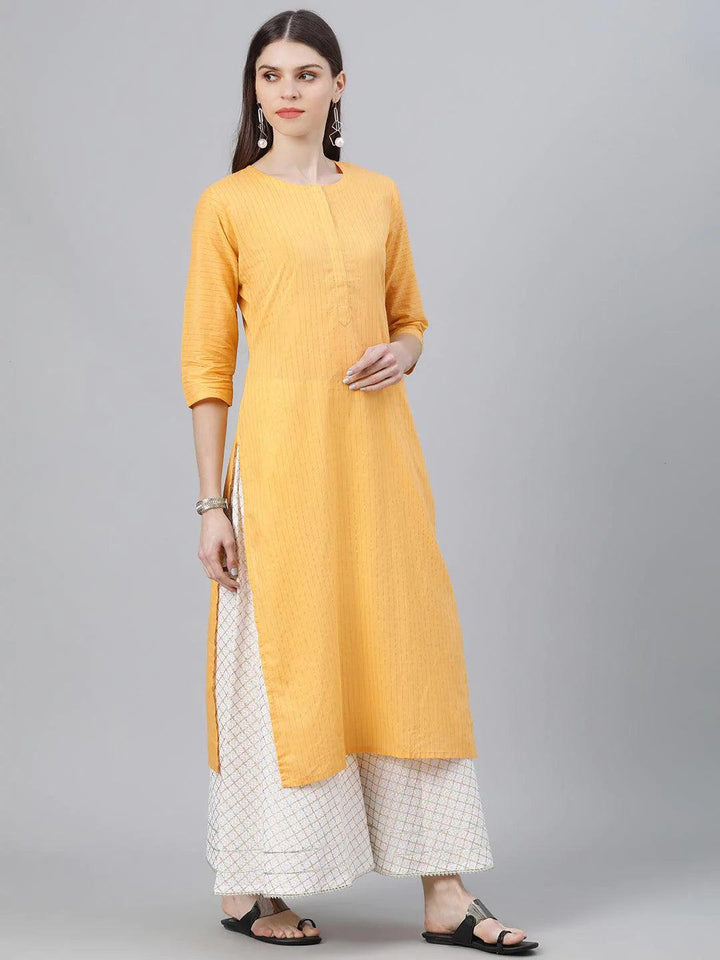 Yellow Striped Cotton Kurta