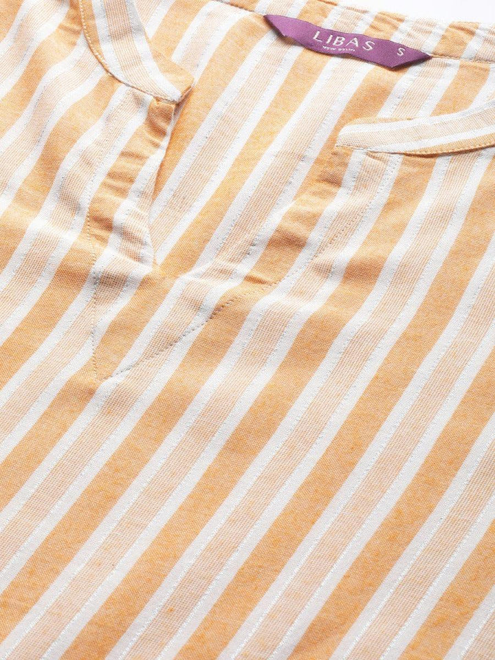 Yellow Striped Rayon Kurta