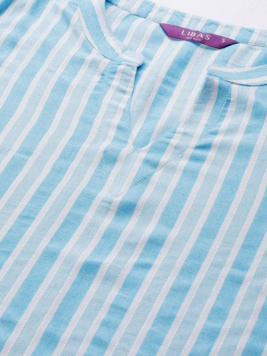 Blue Striped Rayon Kurta - ShopLibas