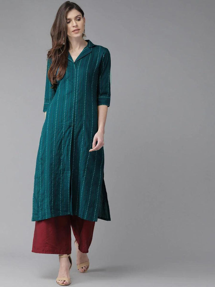 Blue Striped Cotton Kurta