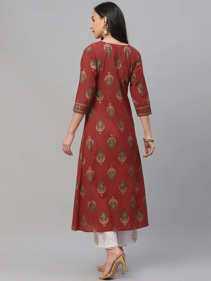 Red Printed Cotton Kurta