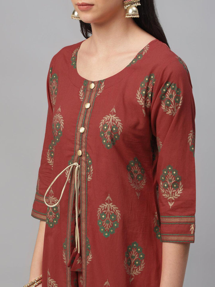 Red Printed Cotton Kurta