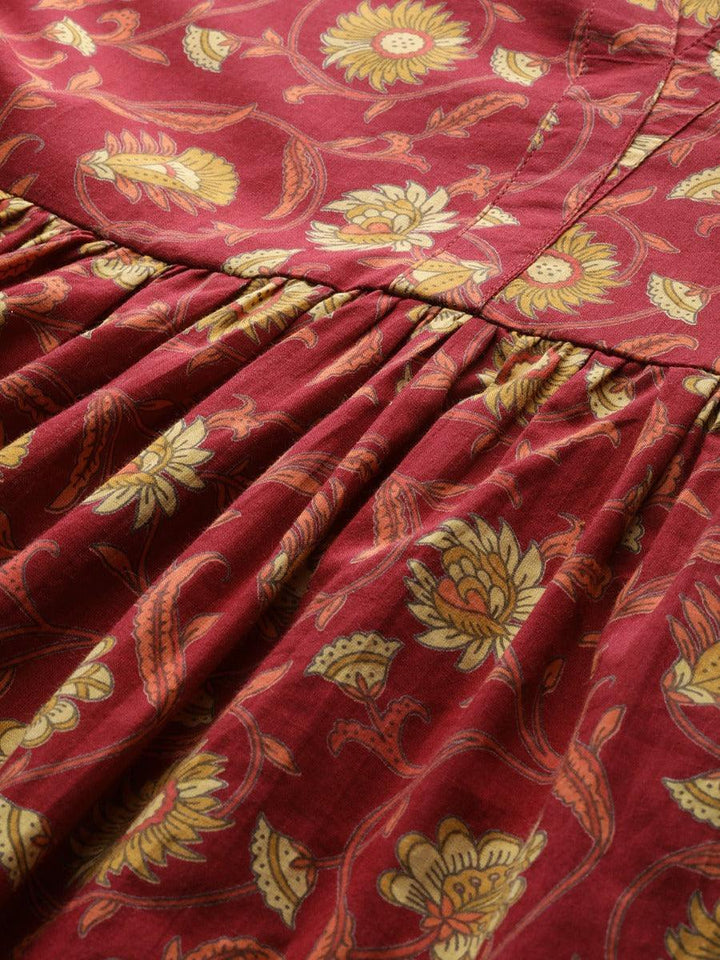 Red Printed Cotton Kurti