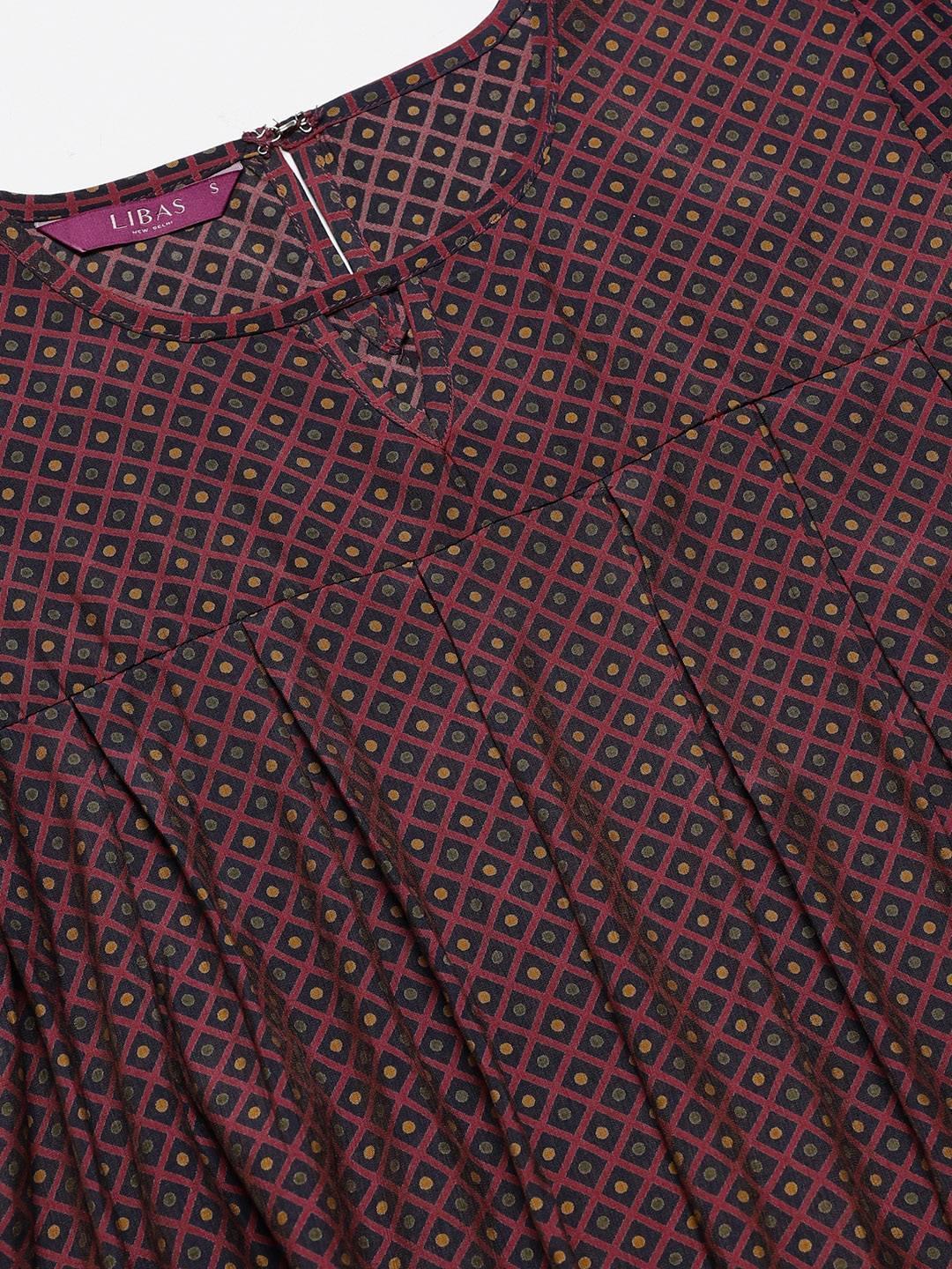 Maroon Printed Rayon Kurti - ShopLibas