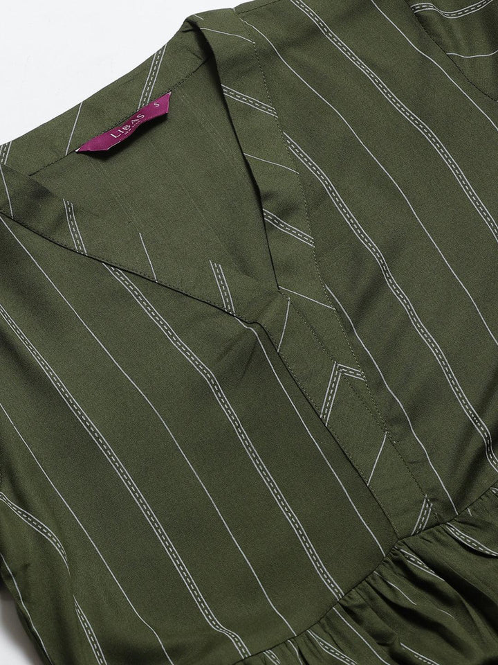 Green Striped Rayon Kurti