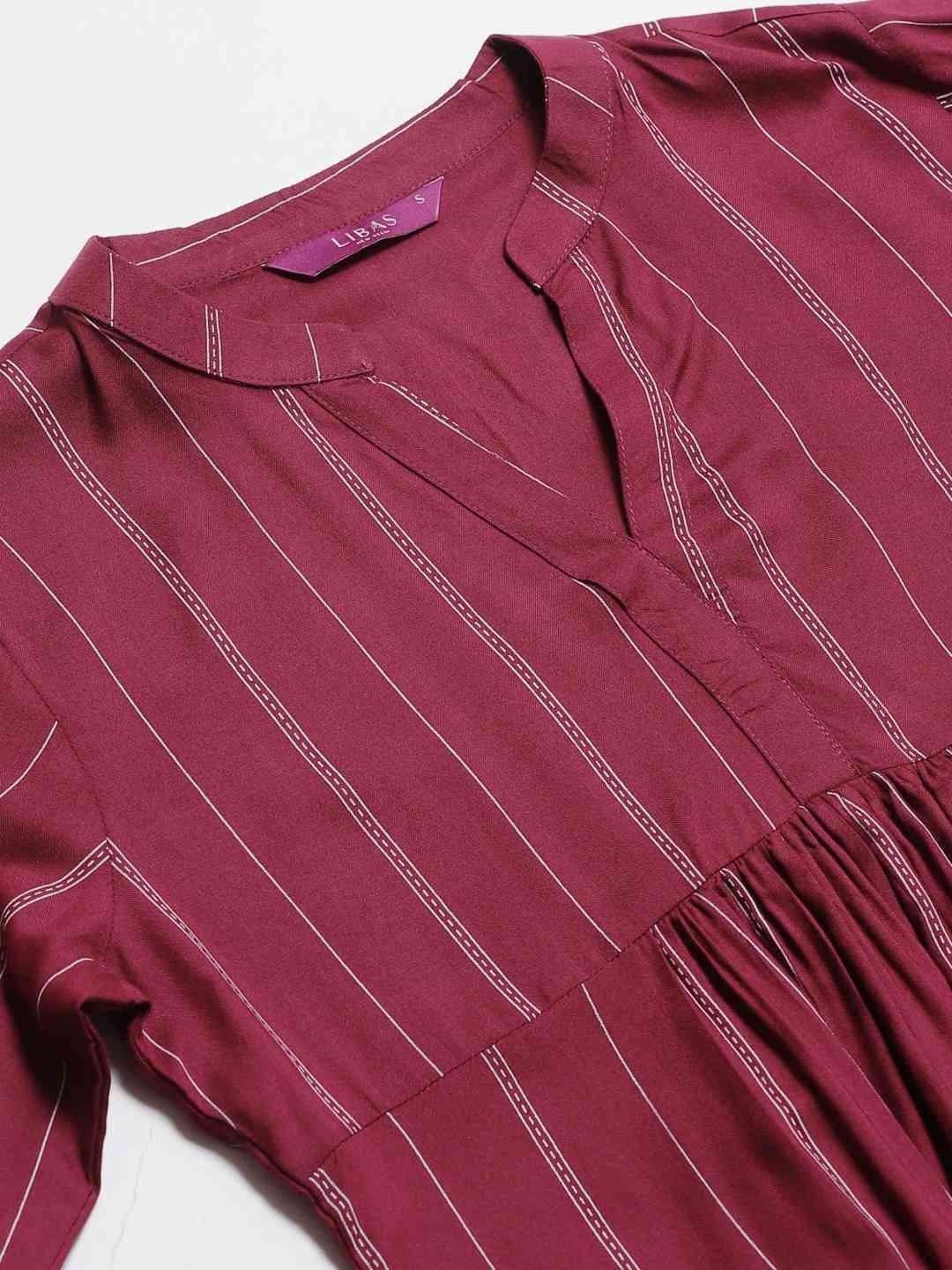 Purple Striped Rayon Kurti - ShopLibas