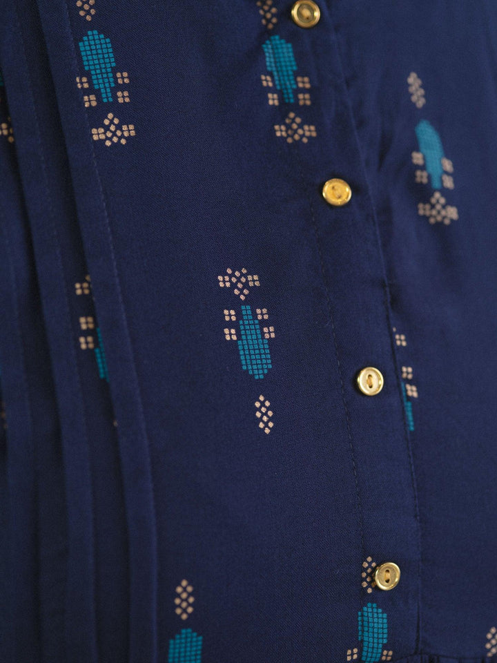 Blue Printed Rayon Kurti