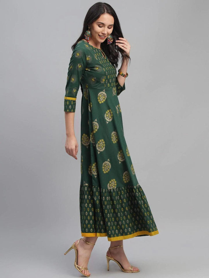 Green Printed Cotton Dress