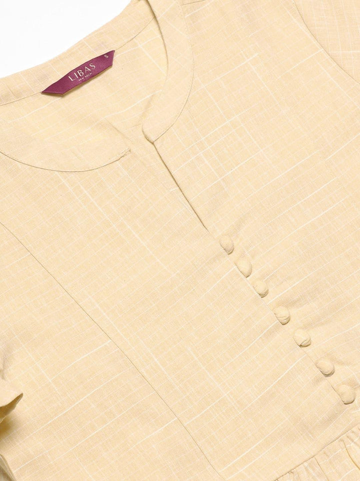 Beige Printed Cotton Kurti