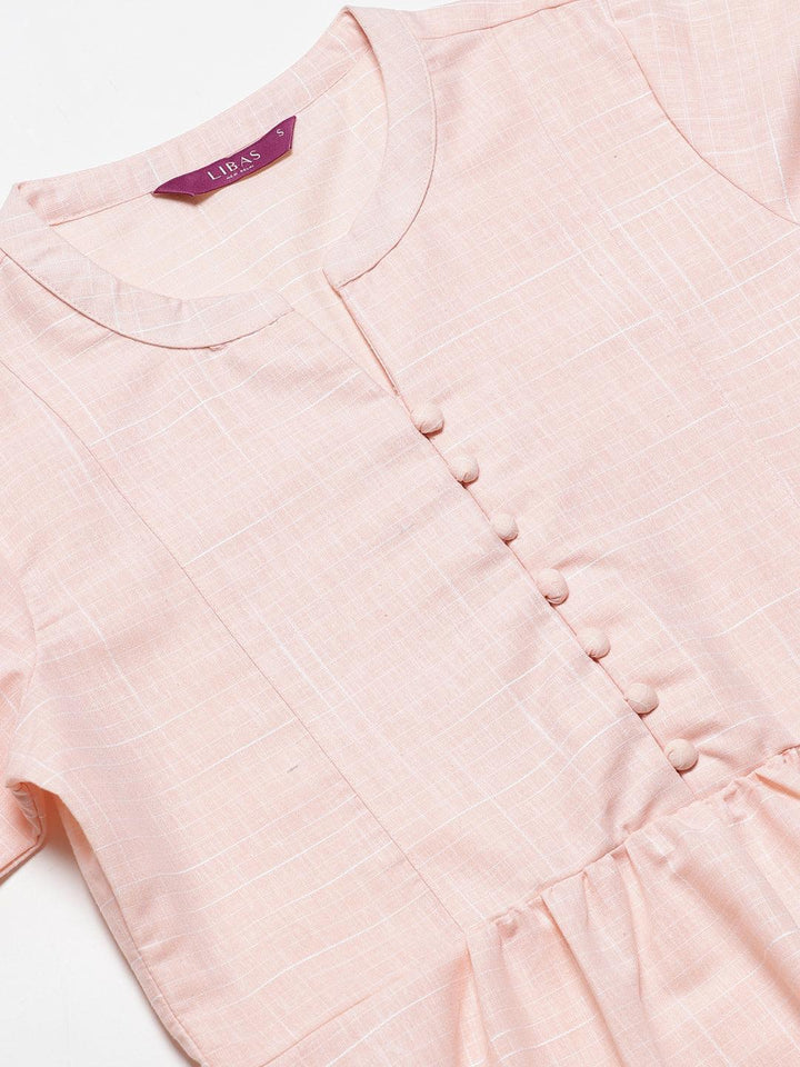 Peach Printed Cotton Kurti