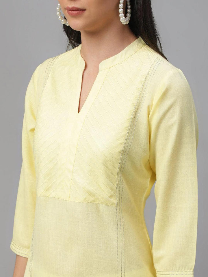 Yellow Solid Cotton Kurta