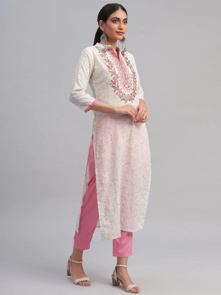 White Embroidered Cotton Kurta