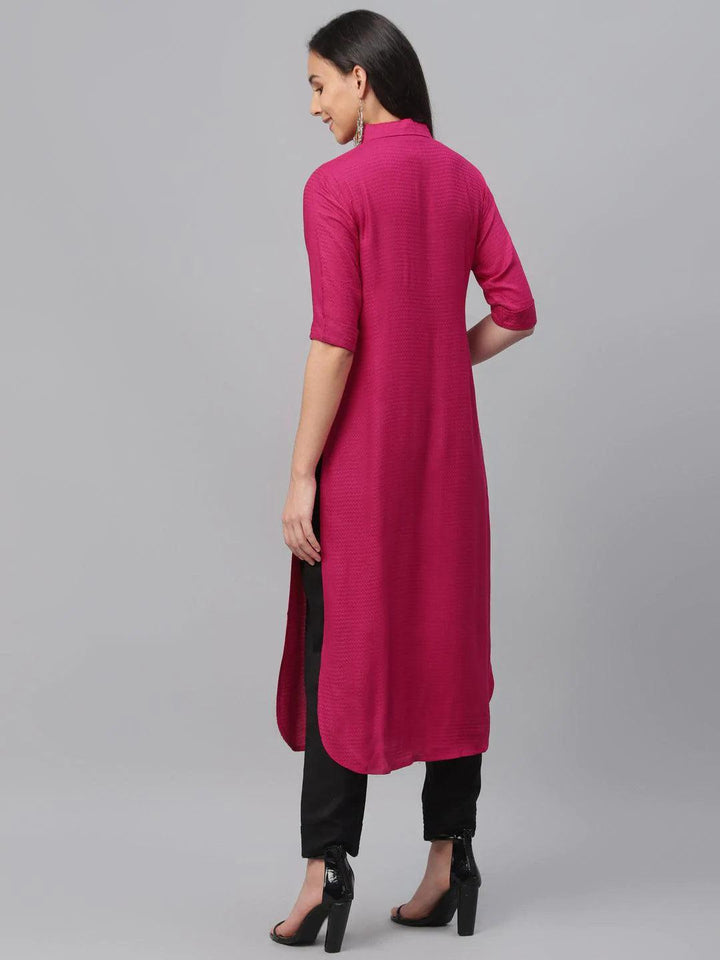 Pink Woven Design Rayon Kurta