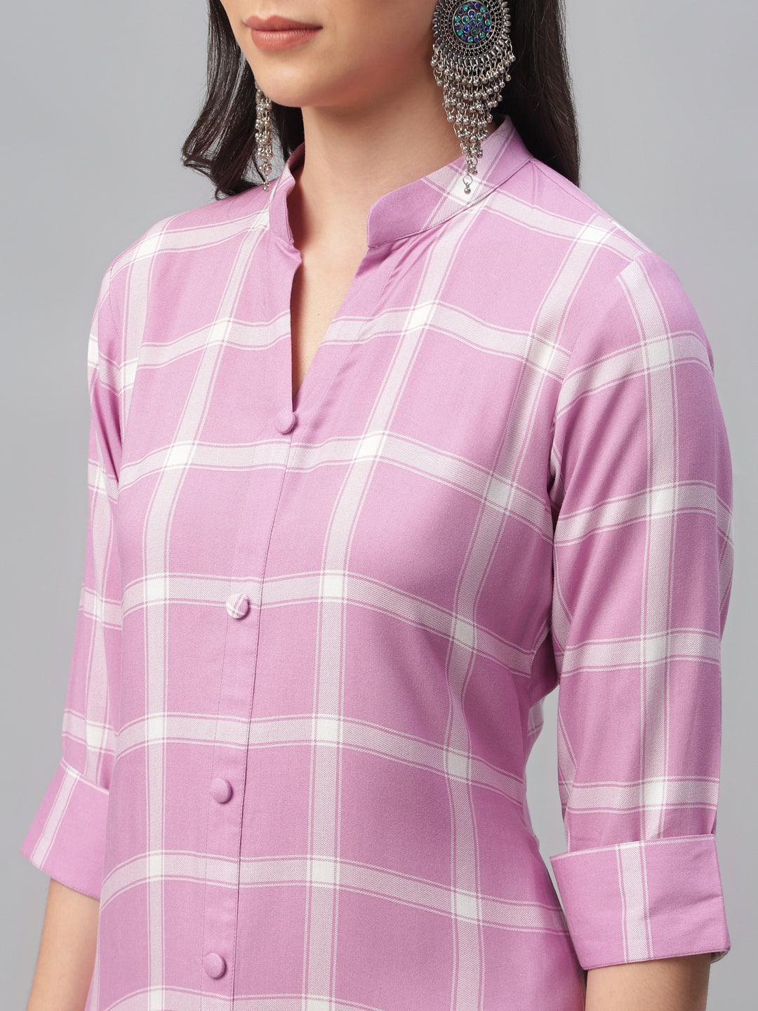 Pink Printed Rayon Kurta - ShopLibas