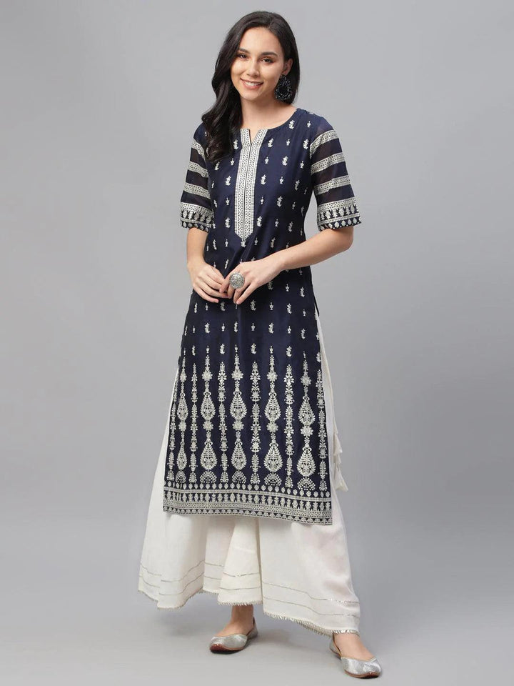 Blue Printed Shantoon Kurta