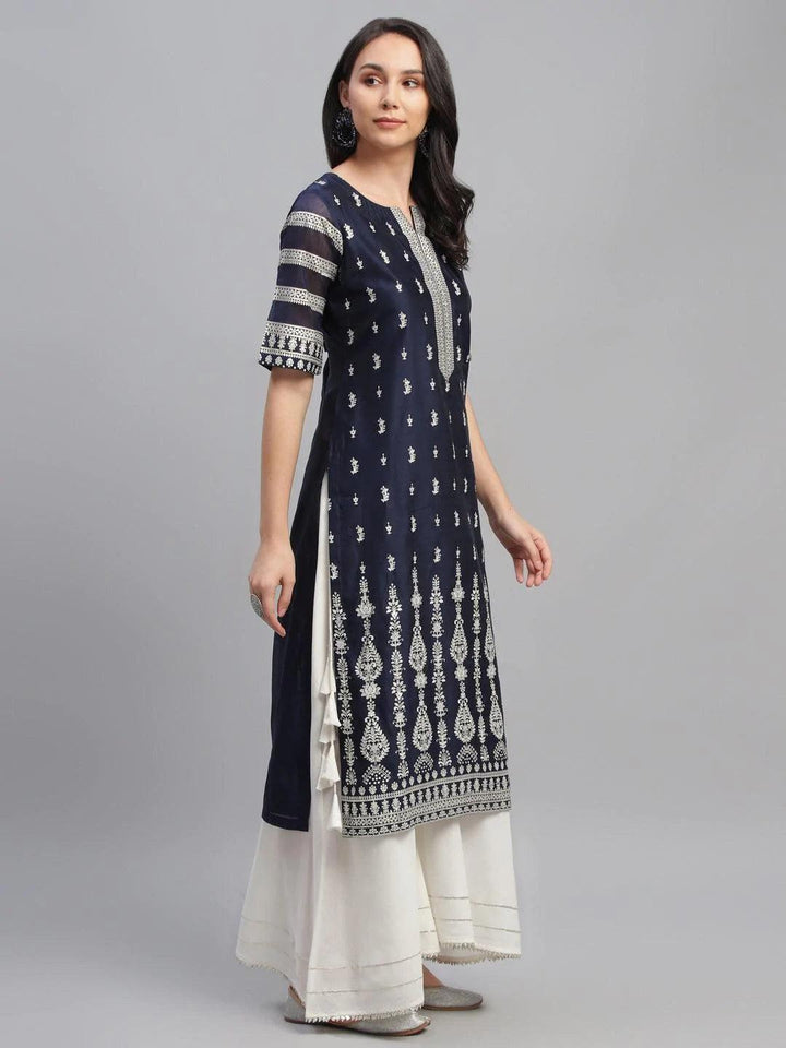 Blue Printed Shantoon Kurta