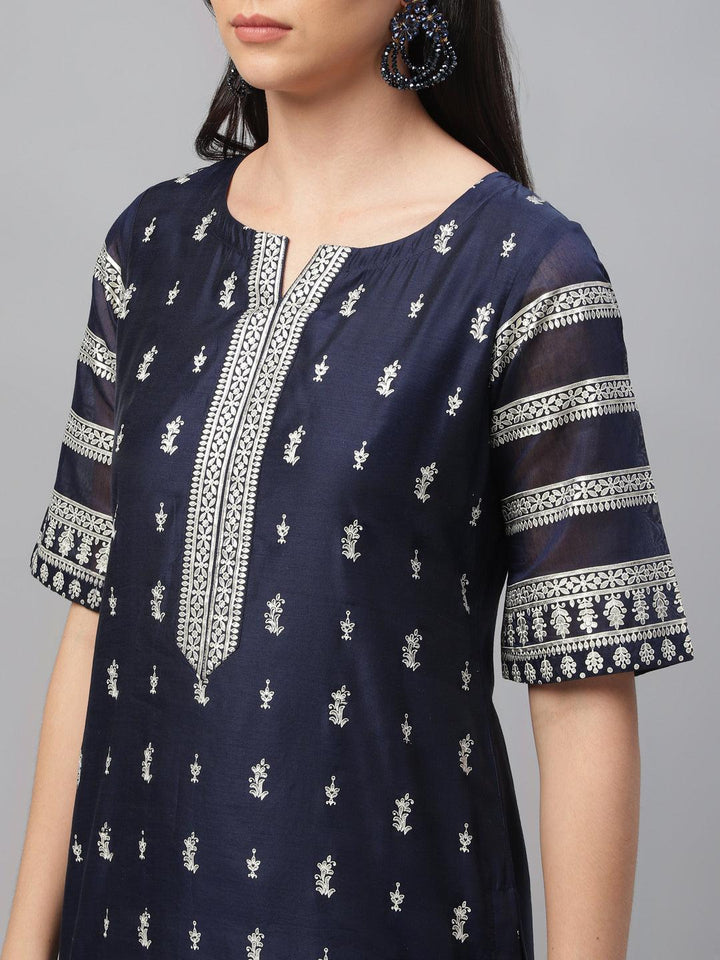Blue Printed Shantoon Kurta