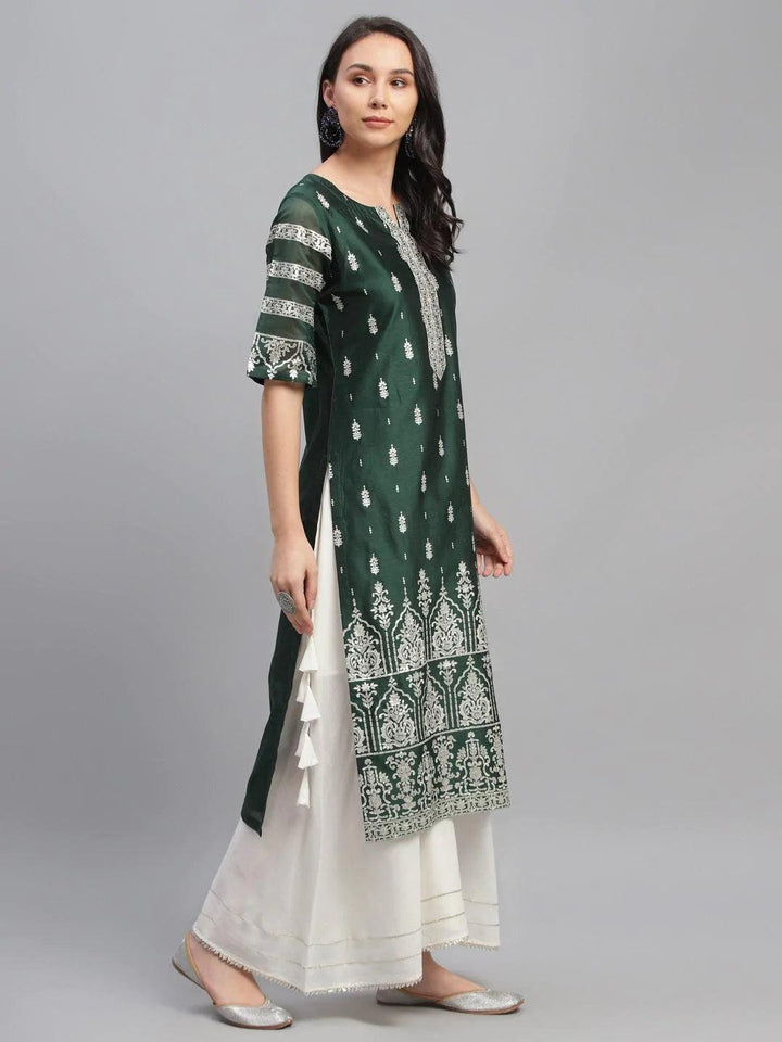 Green Printed Shantoon Kurta