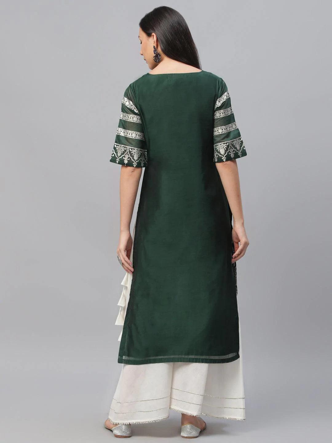 Green Printed Shantoon Kurta - ShopLibas