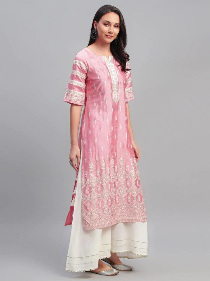 Pink Printed Shantoon Kurta