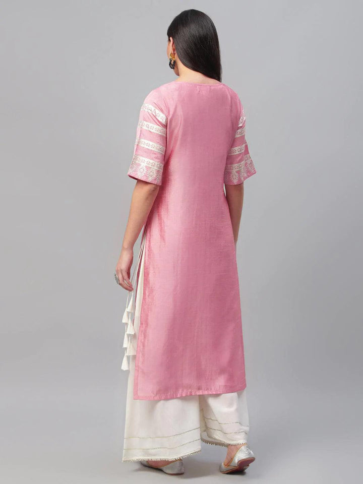 Pink Printed Shantoon Kurta