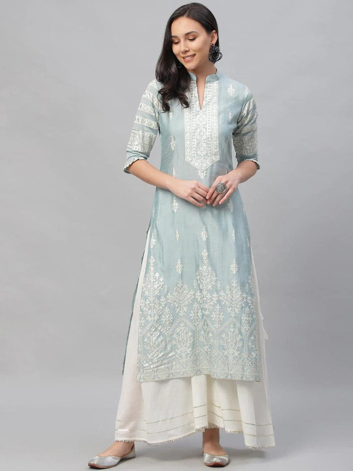 Blue Printed Shantoon Kurta
