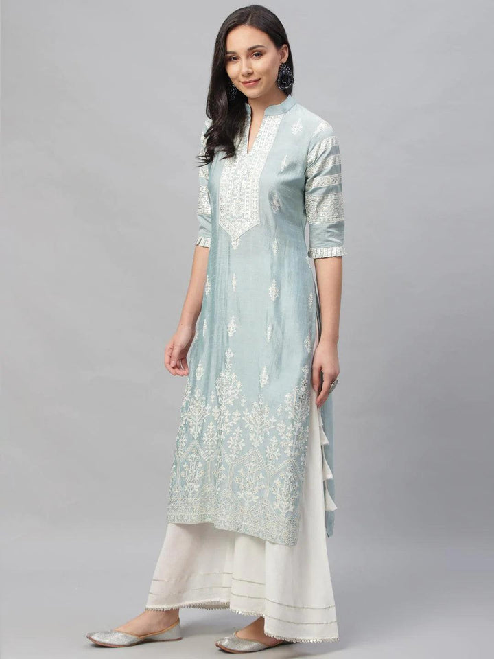 Blue Printed Shantoon Kurta